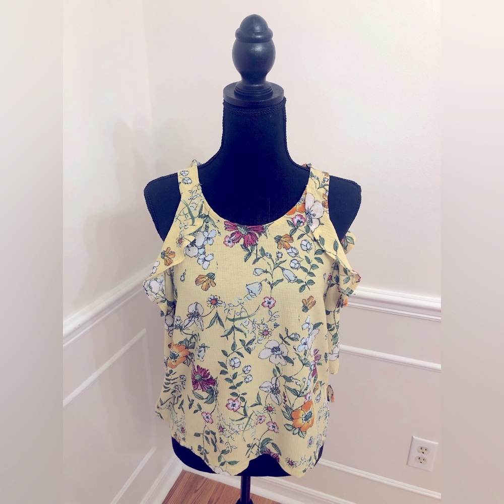 Yellow cold shoulder blouse